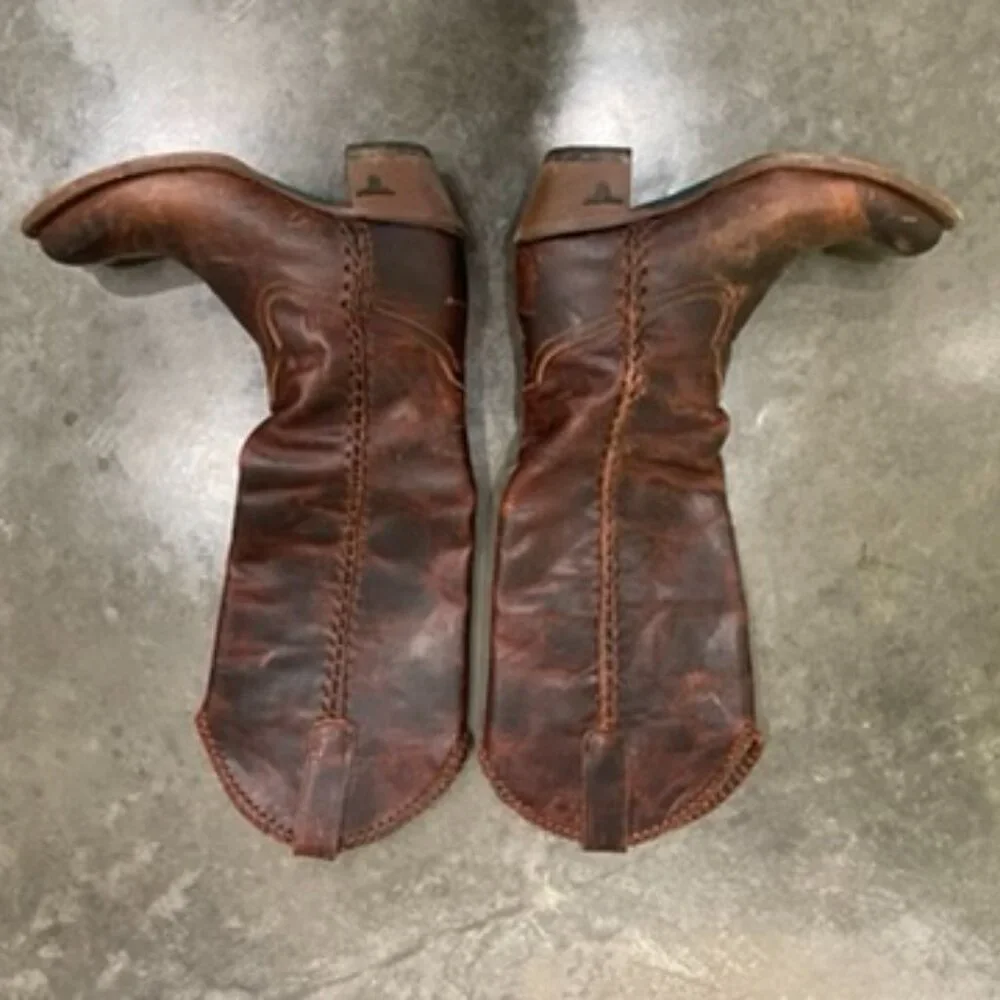 Lane Plain Jane Braided Round Toe Pull On Cowboy Womens Brown Boots Size 6.5 - Picture 6 of 11